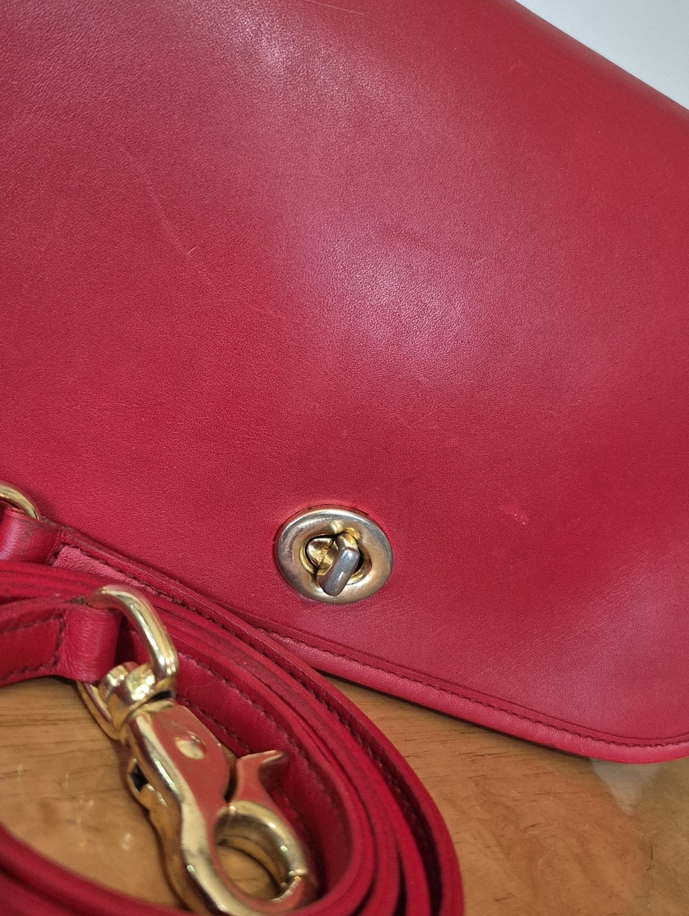 TANNERY WEST vintage Red Leather Turnlock Satchel - Picture 4 of 16